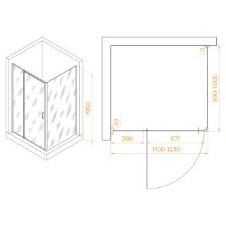 Душевой уголок RGW PA-078 (RGW PA-008 + Z-050-2) 350807810-11 110x100см хром