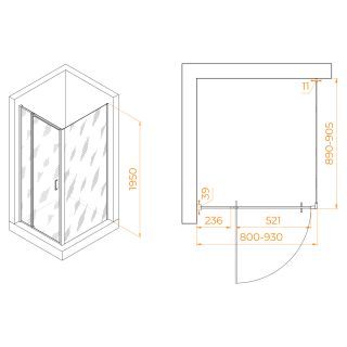 Душевой уголок RGW PA-078B (RGW PA-008B + Z-050-2B) 350807889-14 80x90см чёрный