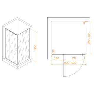 Душевой уголок RGW PA-078B (RGW PA-008B + Z-050-2B) 350807899-14 90x90см чёрный