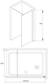 Перегородка для душа RGW WA-002 600