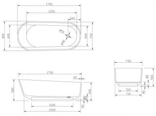 Прозрачная ванна ABBER Kristall AT9706Saphir из полиэфирной смолы 170x80см синий