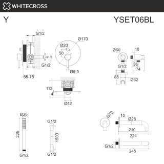 Система для ванны скрытого монтажа WHITECROSS Y YSET06GL золото