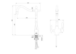 Смеситель для кухни Wonzon & Woghand WW-88458006-BG с подключением фильтра брашированное золото