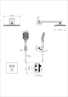 Душевой комплект Wonzon & Woghand WW-B4003-BGG с термостатом тёмный графит
