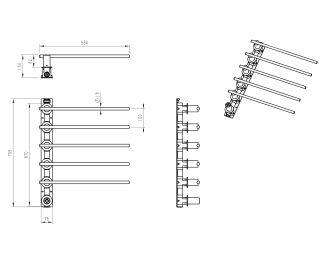 Полотенцесушитель электрический встраиваемый Wonzon & Woghand Dortmund WW-A365-GM 58x70 см с внутренней частью тёмный графит