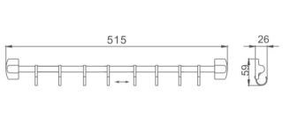 Планка с крючками для полотенец Haiba HB209-8 хром