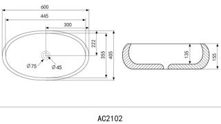 Раковина ABBER Bequem 46см чёрный матовый AC2102MB