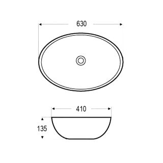 Раковина накладная Azario 63х41х13.5 фаянс (AZ3077SP)