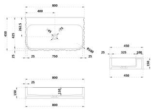 Подвесная раковина ABBER Stein AS2652-0.8 80см белый матовый