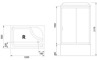 Душевая кабина Royal Bath BP правая стекло прозрачное 120x80см RB8120BP1-T-R