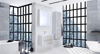 Тумба под раковину Roca Ronda ZRU9303002 60 см бетон/белый глянец