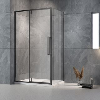 Душевой уголок Veconi Rovigo RV-034B, 1200х800х1950, черный, прозрачное стекло