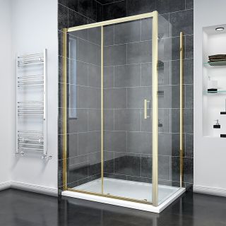 Душевой уголок Veconi Rovigo RV-055G, 1200х800х1950, золото брашинг, прозрачное стекло