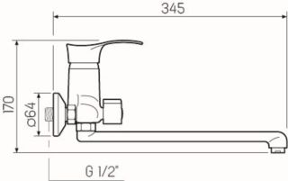 Смеситель для ванны с душем РМС SL86-006E хром