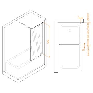 Шторка на ванну RGW SC-050 351105006-11 60см хром