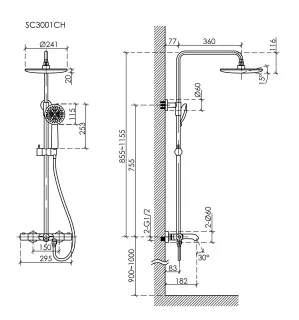 Душевая стойка Sancos Game SC3001CH с термостатом хром