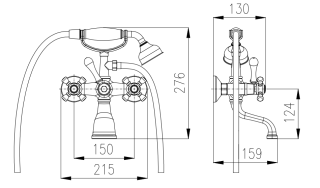 Смеситель для ванны Rav Slezak Morava Retro MK159.5/2Z золото