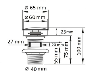 Донный клапан Laguraty X0001 с переливом чёрный матовый