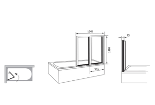 Шторка на ванну Ravak Supernova VS2 105 796M0U00ZG Grape профиль сатин