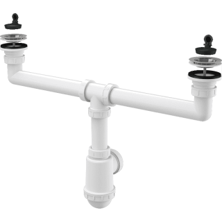 Сифон для двойной мойки AlcaPlast с нержавеющими решетками ?70 без штуцера A449-DN50/40