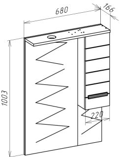 Зеркало-шкаф с подсветкой Bellezza Сиена 70см правый белый 00000001238