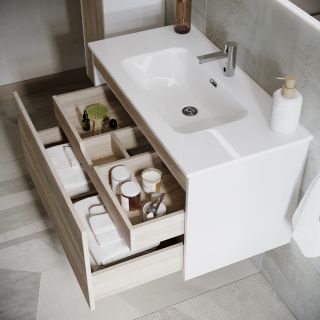 Подвесная тумба под раковину Sancos Smart SM60E 60см дуб бардолино/белый