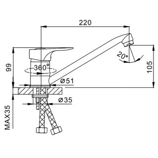 Смеситель для кухни Frap F4228-B хром