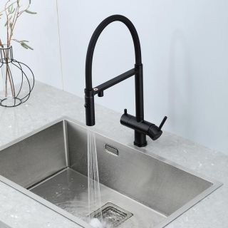 Смеситель для кухни Gappo G4397-86 с подключением фильтра питьевой воды и гибким изливом чёрный