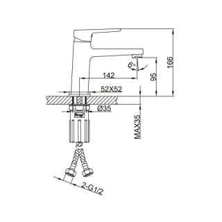 Смеситель для раковины Frap F1090-9 Оружейная сталь