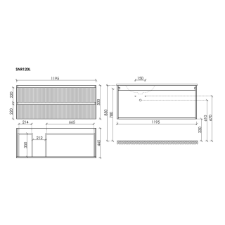 Тумба подвесная под раковину Sancos Snob R SNR120LCE левая 120 см Beige Soft