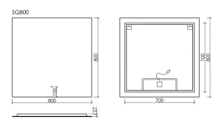 Зеркало с подсветкой Sancos Square SQ800 80см