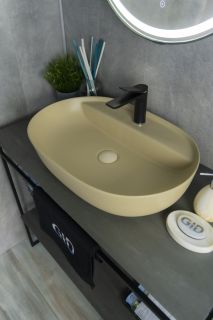 Раковина Gid Sr1346 53343 накладная светло-коричневая матовая 61x41x14