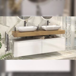 Тумба подвесная без столешницы Velvex Unit tp.UNI.80.2Y белый глянец, 80 см