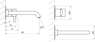 Смеситель для раковины Ravak Espirit X070278 ES 019.20BLM.O1 настенный ЧЕРНЫЙ МАТОВЫЙ