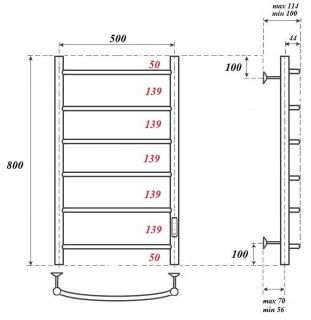 Полотенцесушитель электрический Point Афина PN04858B 50x80см чёрный матовый