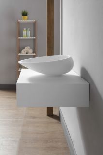 Подвесная тумба под раковину ABBER Stein AS1612 80см белый матовый