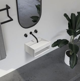 Подвесная тумба с раковиной ABBER Stein AS2645-0.8 80см белый матовый