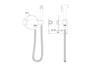 Гигиенический душ со смесителем Wonzon & Woghand WW-88819902-BGM с термостатом тёмный графит