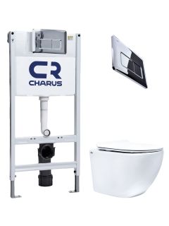 Комплект унитаза с инсталляцией CHARUS SET.200.120W.21.1 клавишей смыва хром