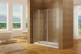 Душевая дверь Aquanet Cinetic AE12-N-120H190U-CT + AE12-F-90H190U-CT 254244 210 см стекло прозрачное профиль хром