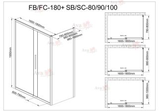 Душевой уголок AvaCan FС 160-180 + SС90 хром