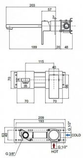 Смеситель для раковины встраиваемый однорычажный, бронза Cezares UNIKA-BLI2-02