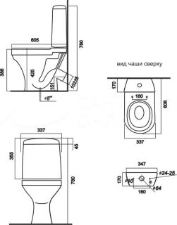 Унитаз-компакт Sanita Аттика Эконом ATCSACC01090113 с сиденьем