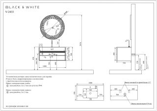Комплект мебели для ванной Black&White Gravity V-2433 Unihopper drawers Marble 1-hole mirror LED Anti-fog