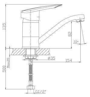 Смеситель для кухни Haiba HB4507-2 хром