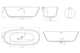 Ванна из искусственного камня Salini Greca In S-Stone 104821MRH 180x80см RAL снаружи