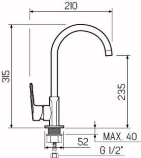 Смеситель для кухни РМС SL134-017F хром