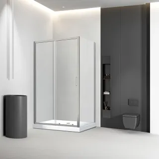 Душевой уголок Veconi Rovigo RV-046BС, 1400х1200х1950, никель брашинг, стекло прозрачное