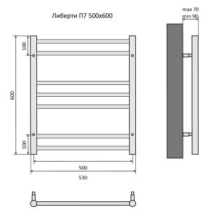 Водяной полотенцесушитель Aquatek Либерти AQ RR0760BL П7 50x60см чёрный муар