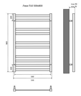 Водяной полотенцесушитель Aquatek Лира AQ KP1080BL П10 50x80см чёрный муар